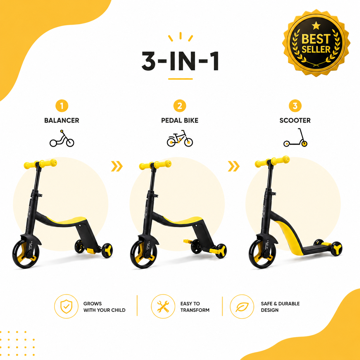 Kids Convertible Scooter ( 3 In 1 )